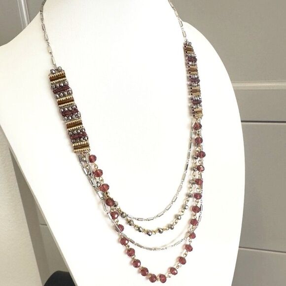 J. Jill ~ NEW Very Pretty Iced Rose Beaded Statement Necklace ~ NWT - Picture 1 of 7